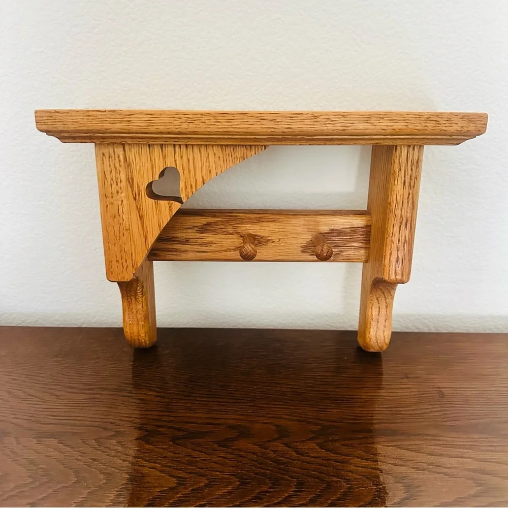 Wooden Wall Shelf with Heart Cutout - Vintage